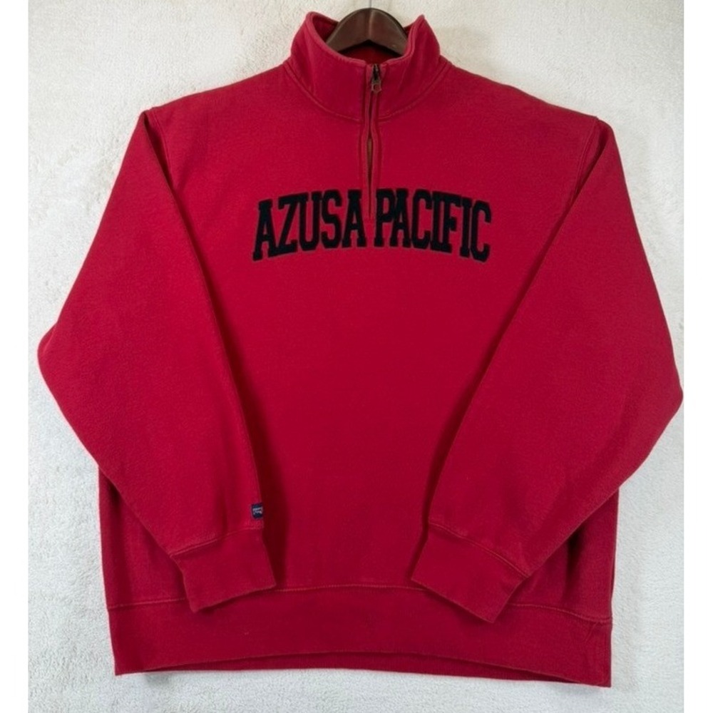 Jansport Azusa Pacific University‎ Quarter Zip Sweatshirt Red Mens XL Pullover